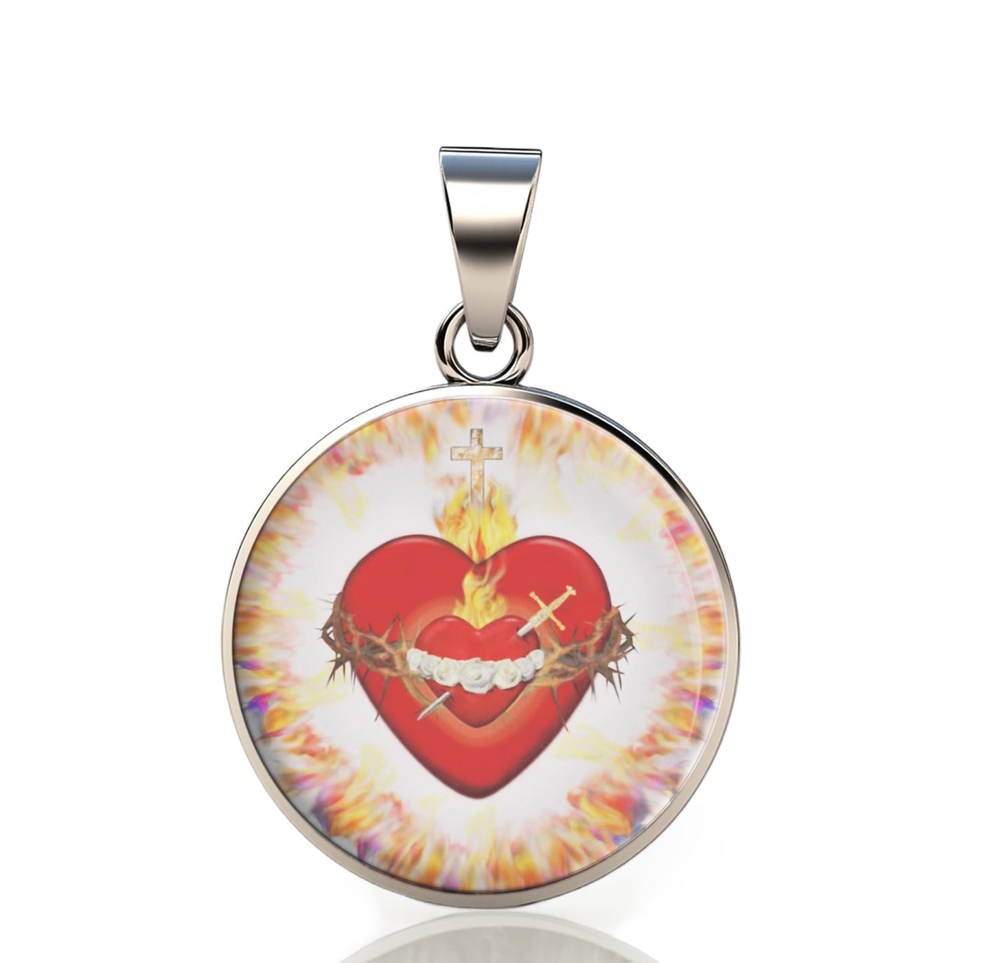 Our Lady Immaculate 925 Sterling Silver Round Pendant Christian Religious Medal Small 20mm