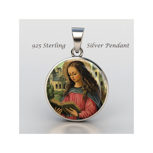 Saint Emma Catholic sterling silver 925 Christian Medal Patron Pendant image 0