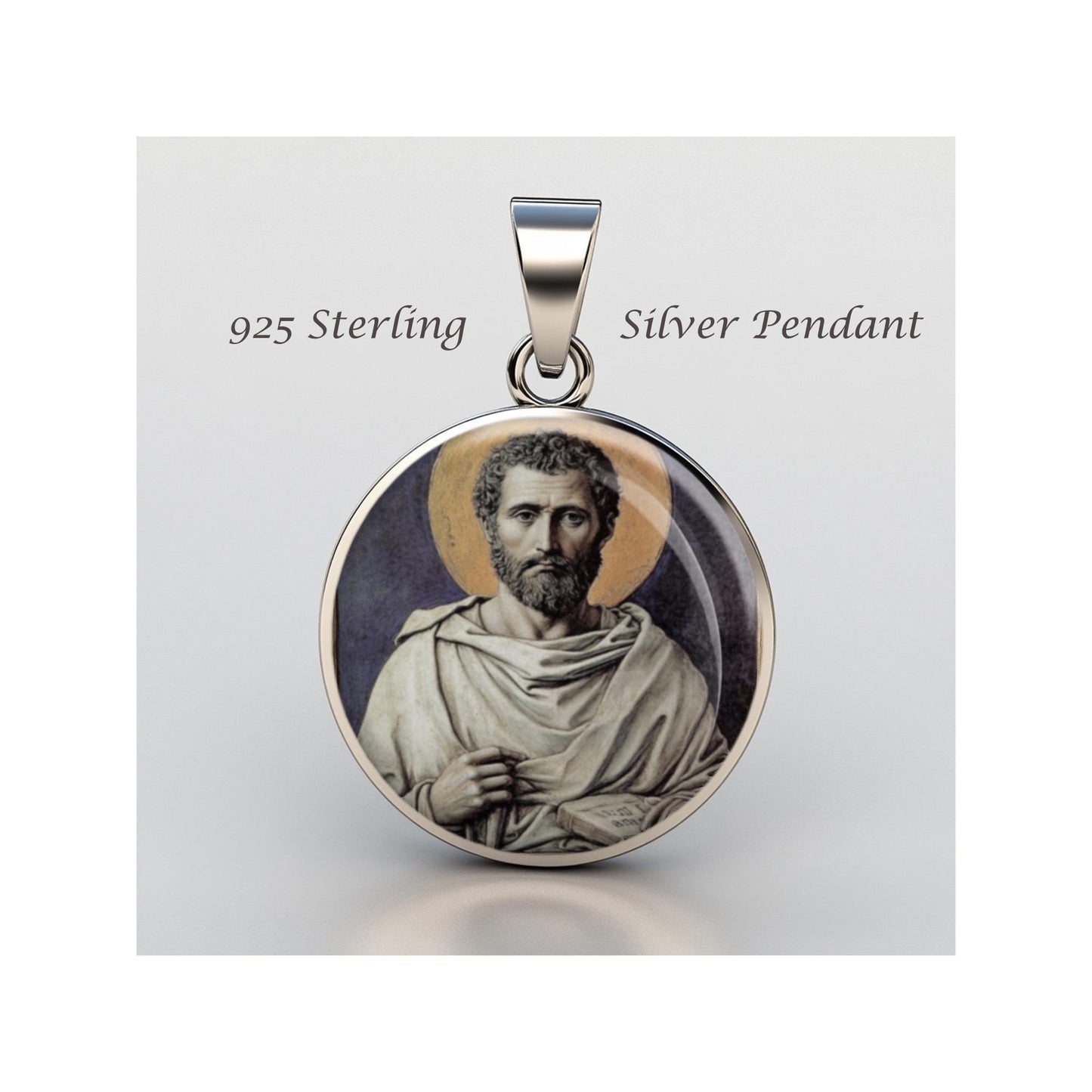 Saint Justin The Philosopher Religious Devotional sterling silver 925 Christian Medal Patron