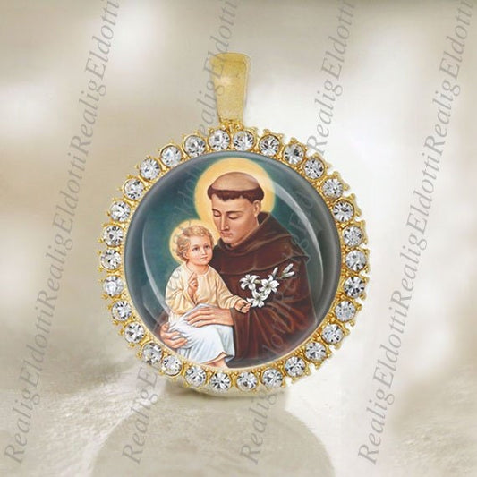 St Anthony of Padua Medal Catholic Gold Tone Jewelry NEW