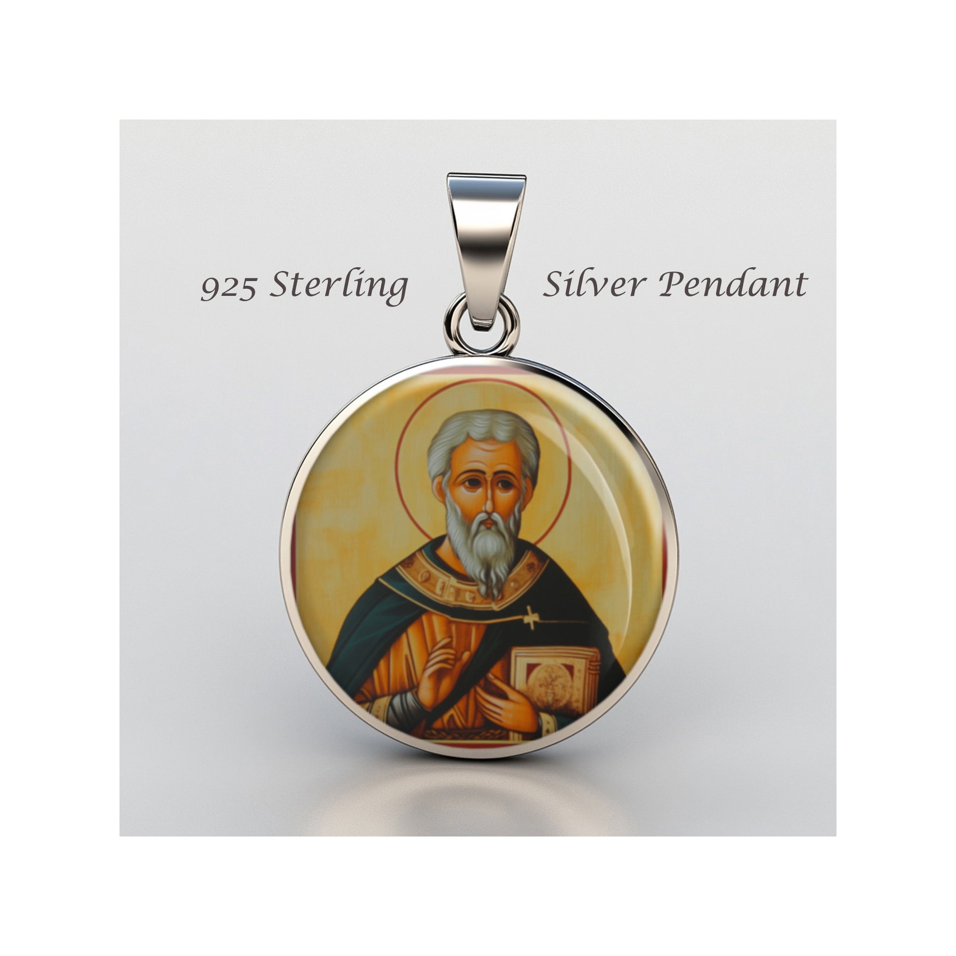Saint Dunstan Catholic sterling silver 925 Christian Medal Patron Pendant image 0