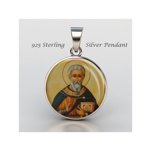 Saint Dunstan Catholic sterling silver 925 Christian Medal Patron Pendant image 0