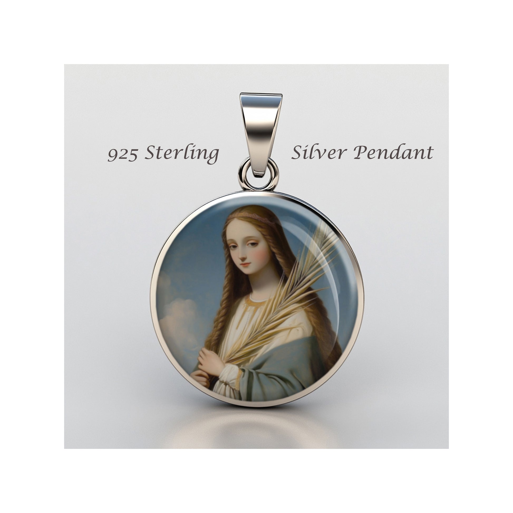 Saint Agnes Catholic sterling silver 925 Christian Medal Patron Pendant image 0