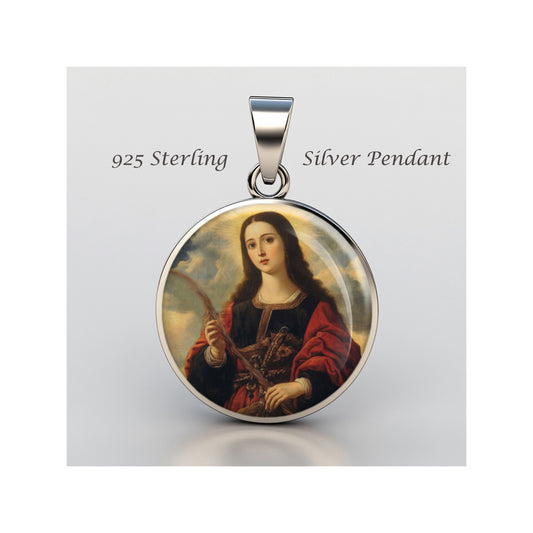 Saint Emeretiana Catholic sterling silver 925 Christian Medal Patron Pendant image 0