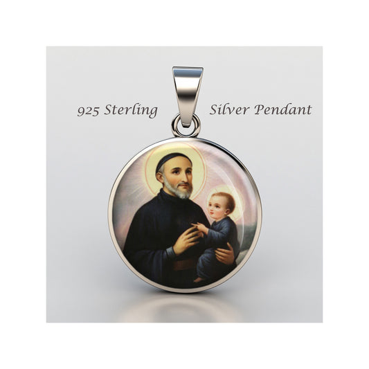 Saint Bernardine Realino W Baby Jesus  sterling silver 925 Christian Medal image 0