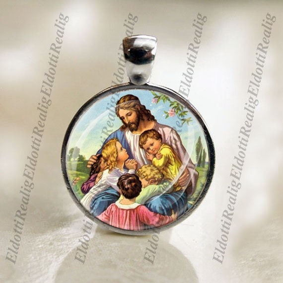 Jesus Sitting with Children - Catholic Medal Pendant Religious Christian Jewelry