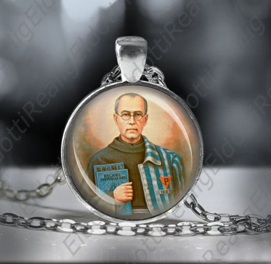 St. Maximilian Kolbe Catholic Necklace Religious Medal Pendant Patron of drug addicts, prisoners, families, and the pro-life movement
