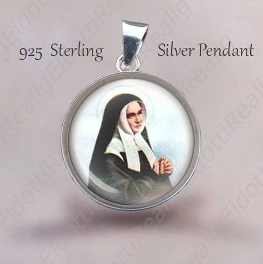 St. BERNADETTE Soubirous Religious Christian Pendant. Sterling Silver 925 Pendant 20mm. Patron Saint Silver Medal For Necklace