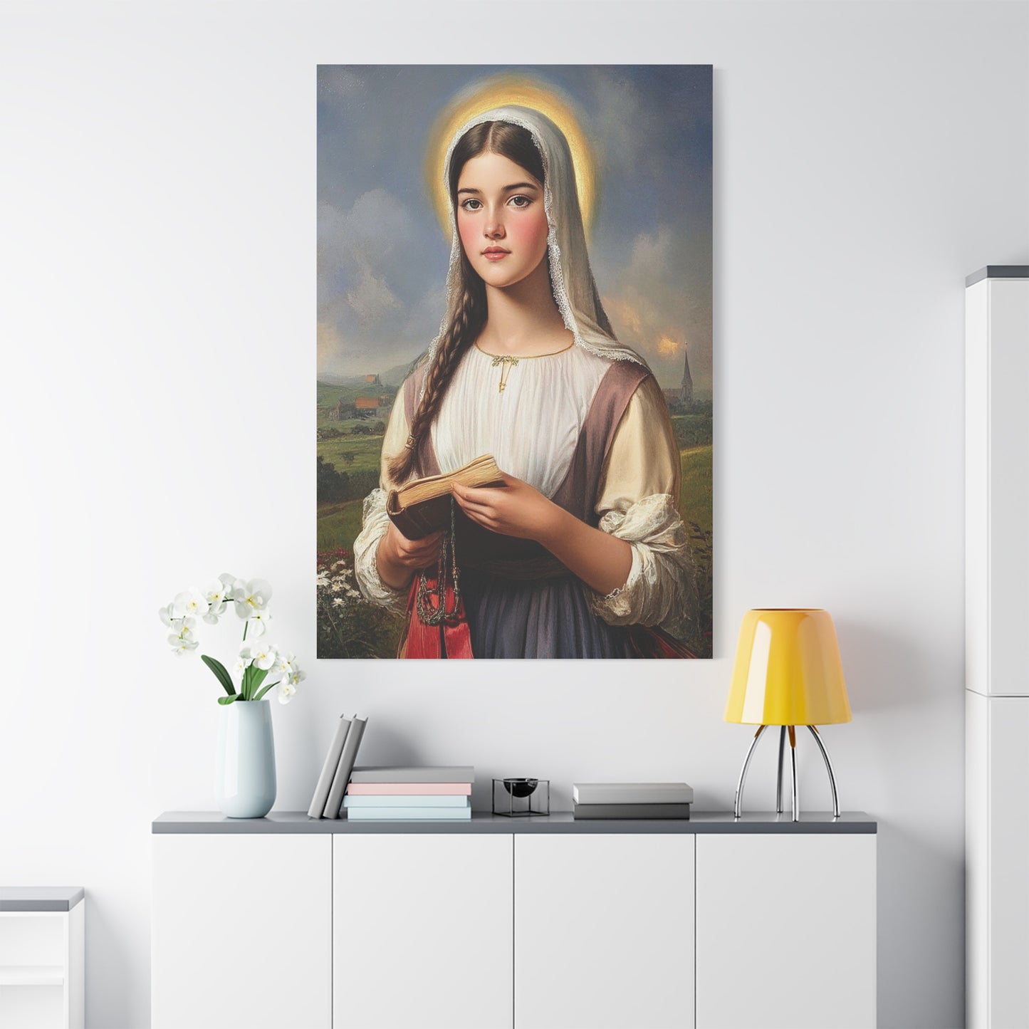 St. Genevieve Catholic Canvas Wall Art, Christian Decor