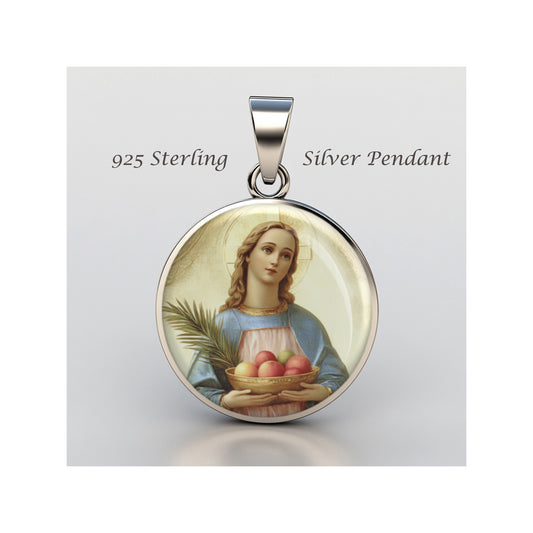 Saint Dorothy Dorothea Catholic sterling silver 925 Christian Medal Patron image 0