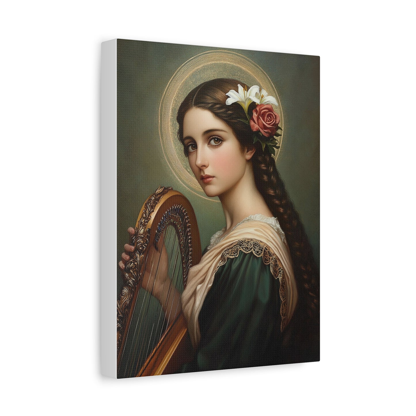 St. Cecilia Catholic Canvas Wall Art, Christian Decor