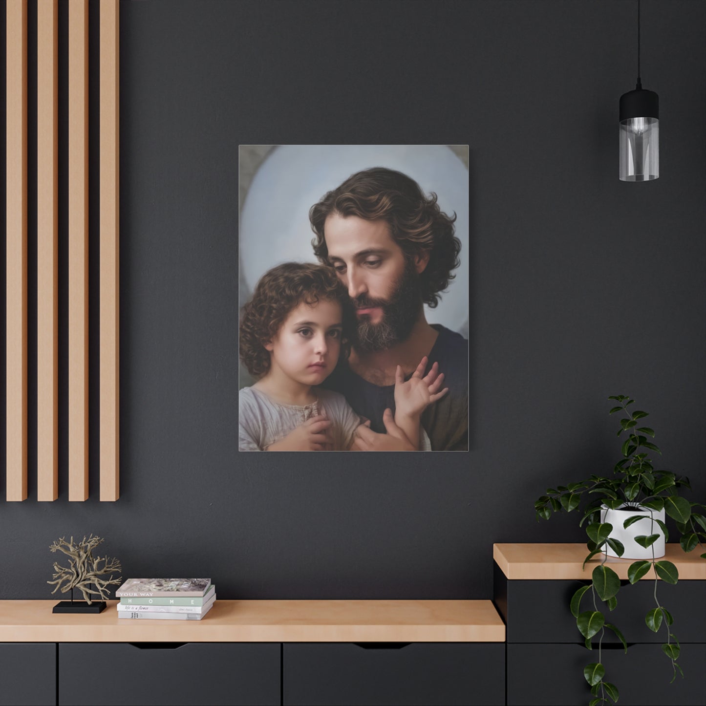 St. Joseph and Baby Jesus Catholic Canvas Wall Art, Print Christian Decor