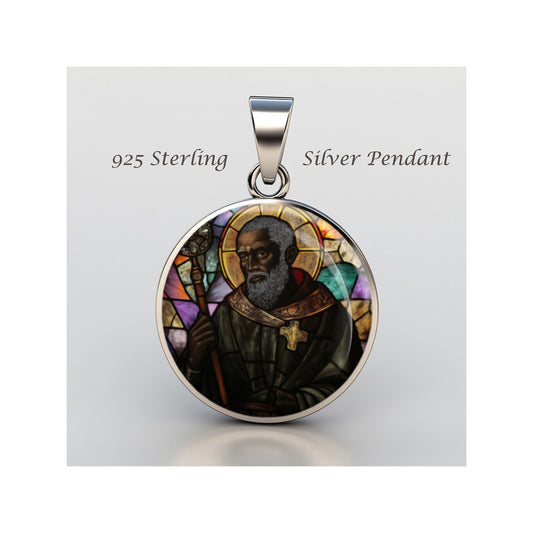 Saint Benedict The Moor Catholic sterling silver 925 Christian Medal Patron image 0