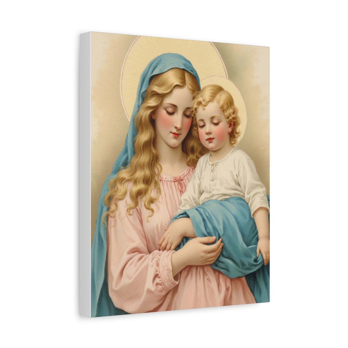 Mother Mary and Baby Jesus Catholic Canvas Wall Art, Christian Decor