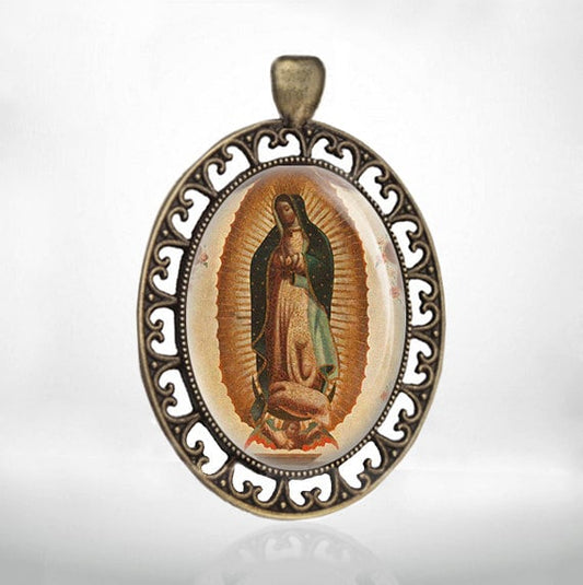 Our Lady of Guadalupe  Religious Catholic Medal Pendant Virgin Mary for Necklace Jewelry Bronze Tone