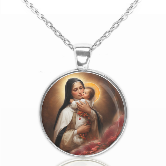 St. Therese Of Liseux Necklace Catholic Saint Pendant Medal image 0