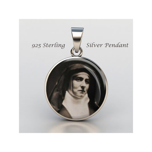 Saint Edith Stein Catholic sterling silver 925 Christian Medal Patron Pendant image 0