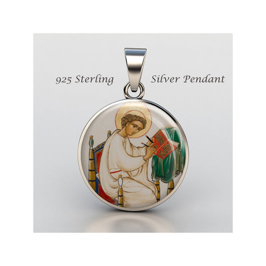 Saint Ethelwold Catholic sterling silver 925 Christian Medal Patron Pendant image 0