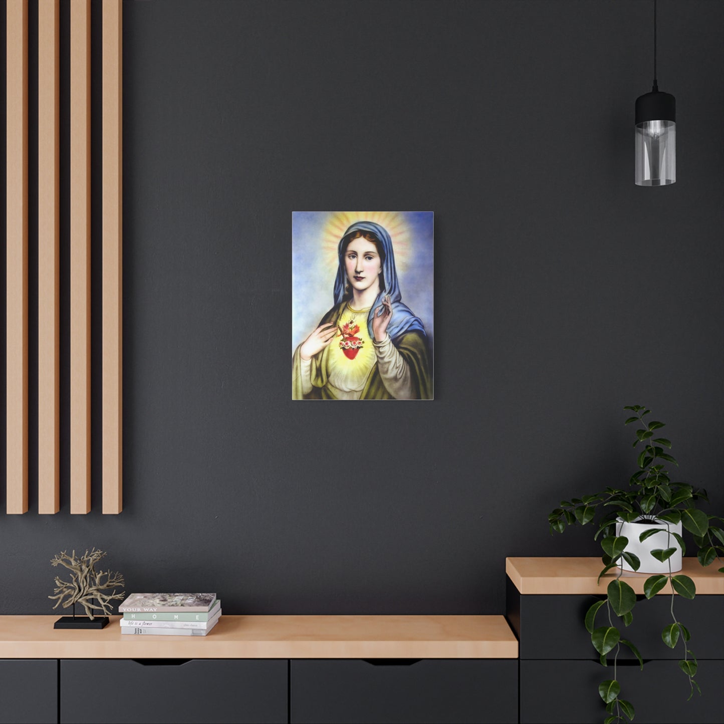 Ready to Hang - Immaculate Heart Virgin Mary Catholic Canvas Wall Art, Christian Decor