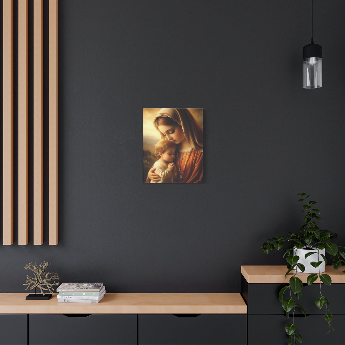 Mother Mary and Baby Jesus Catholic Canvas Wall Art, Christian Decor