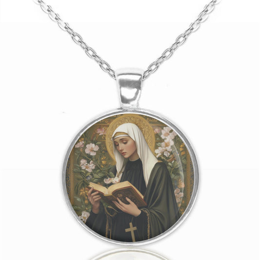 St. Gertrude The Great Necklace Catholic Medal Pendant Christian Religious Jewelry