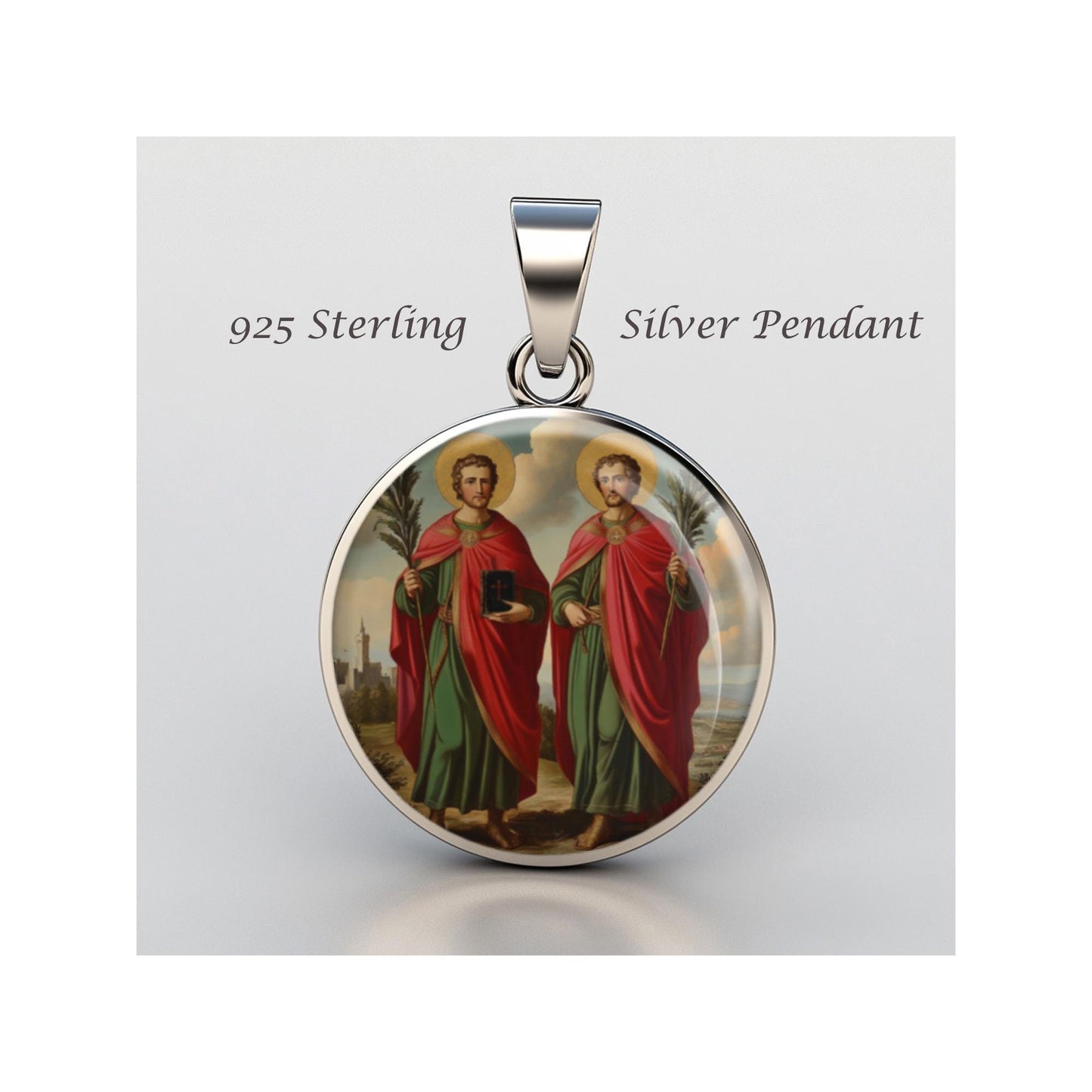 Saint Cosmas And Damian Religious Devotional sterling silver 925 Christian Medal Patron