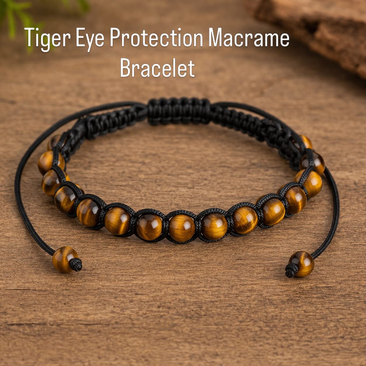 Tiger Eye Natural Stone Macrame Bracelet for Protection and Confidence