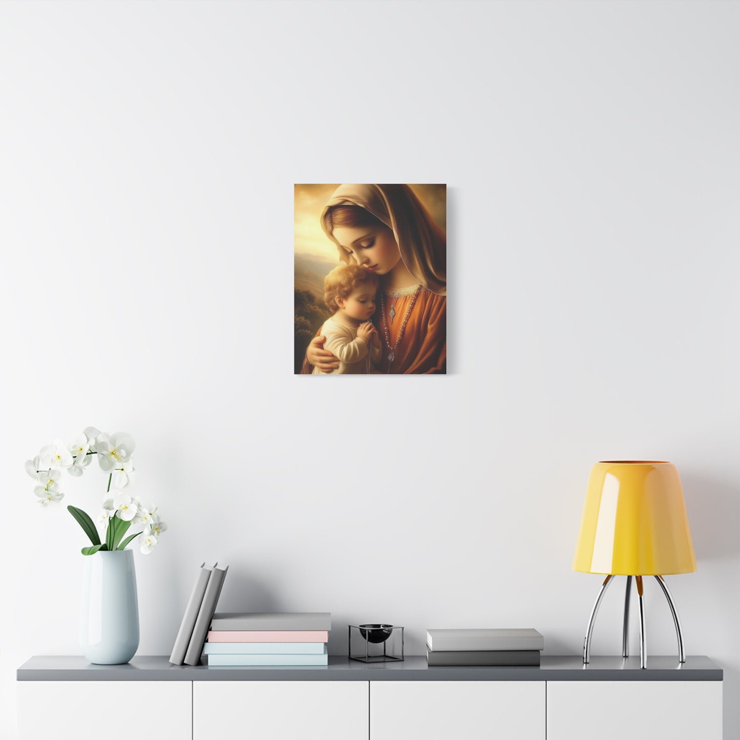 Mother Mary and Baby Jesus Catholic Canvas Wall Art, Christian Decor