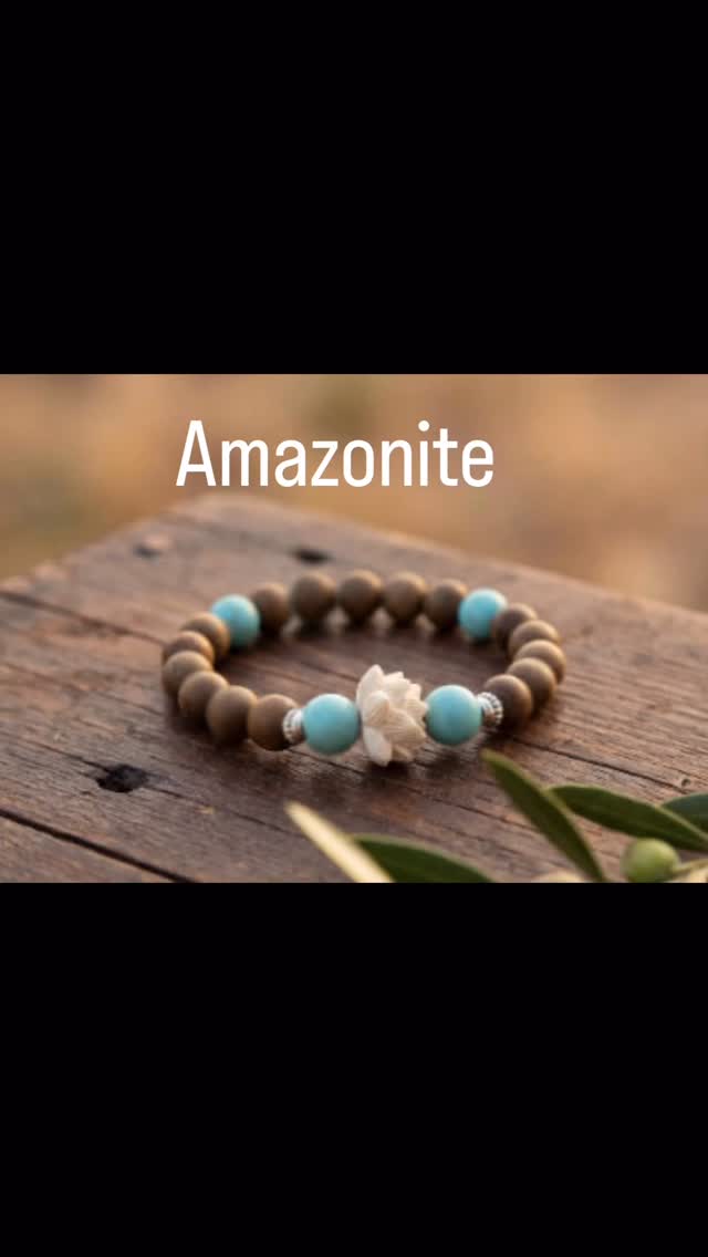 Amazonite and Natural Wood Ethnic Style Bracelet for Balance and Calm