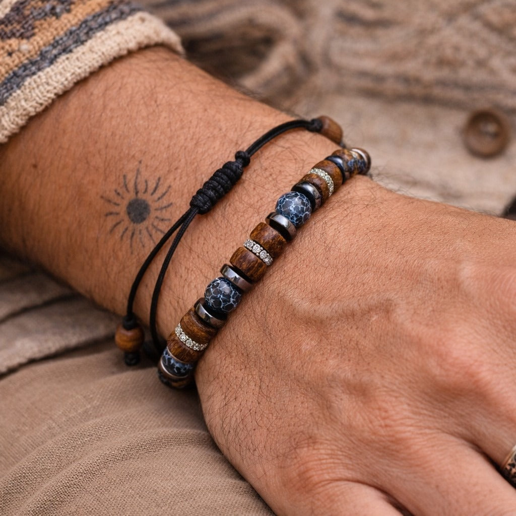 Boho Macrame: A Coastal Blend of Blue Agate and Natural Wood