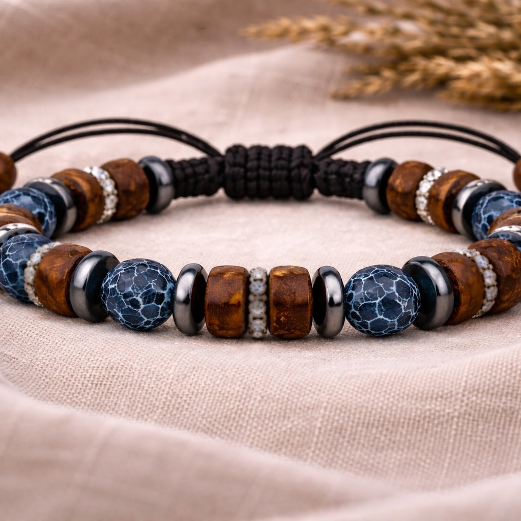 Boho Macrame: A Coastal Blend of Blue Agate and Natural Wood