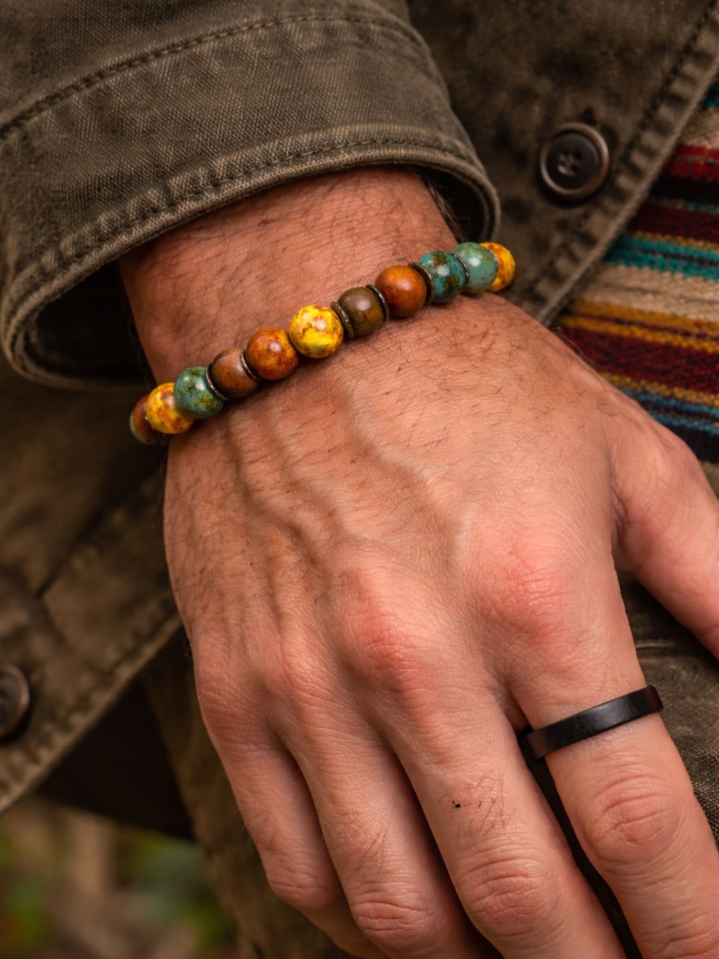 Earth Harmony: A Warm Blend of Jasper, Turquoise, and Natural Wood