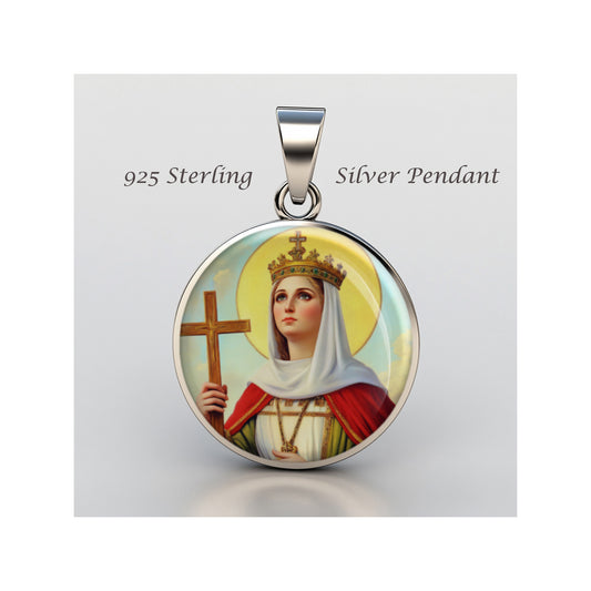 Saint Helena Catholic sterling silver 925 Christian Medal Patron Pendant image 0