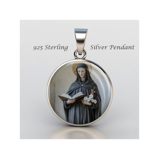 Saint Catherine Of Sweden Catholic sterling silver 925 Christian Medal Patron image 0