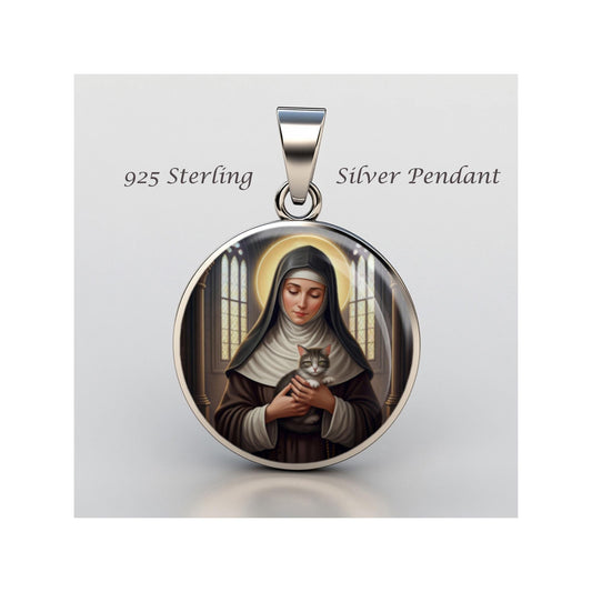 Saint Gertrude Of Nivelles Religious Christian sterling silver 925 Christian Medal Patron