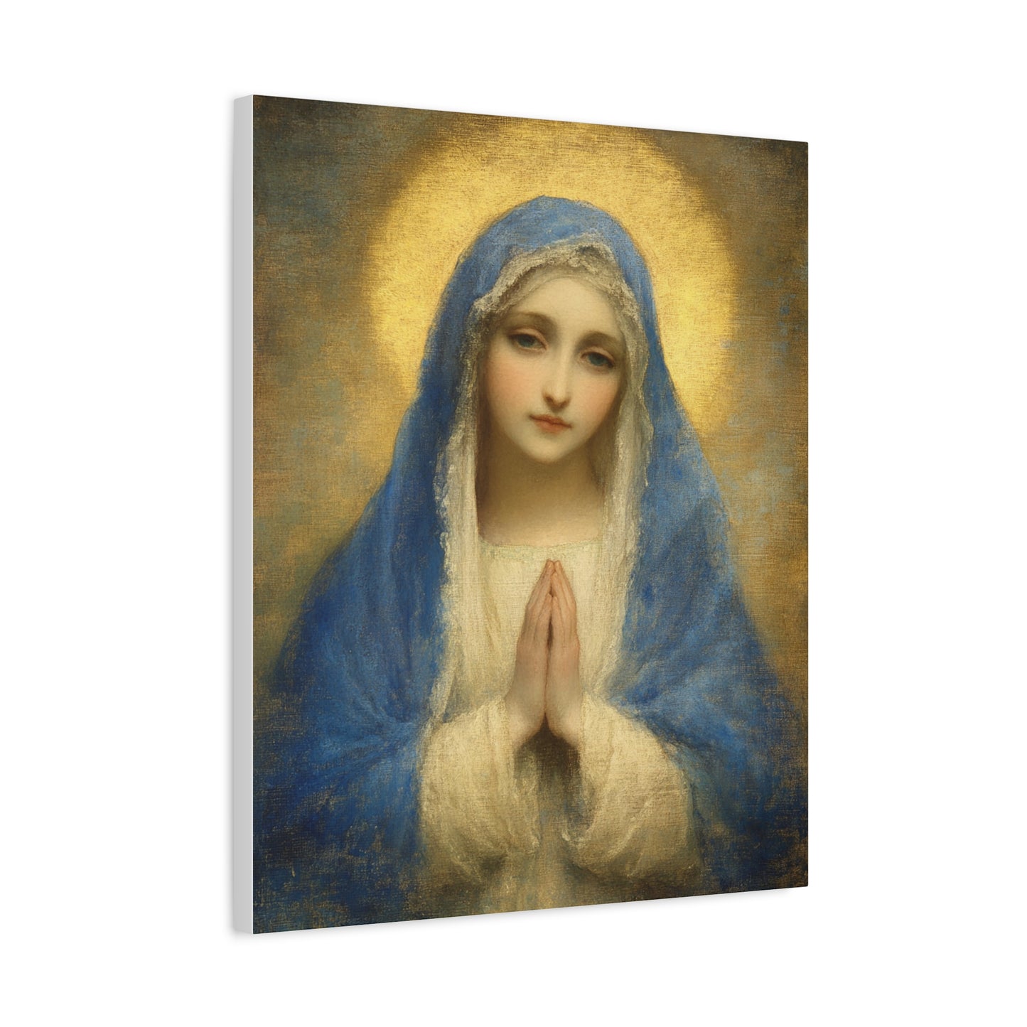 Mother Mary Blue Veil Catholic Canvas Wall Art, Christian Decor