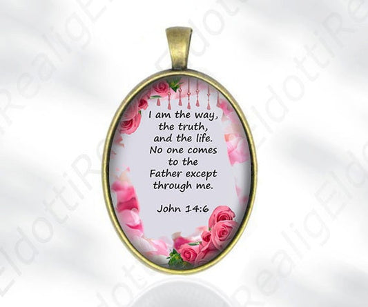 I am the way, the truth Bible quote John 14:6 Religious Christian Catholic Medal Pendant Jewelry