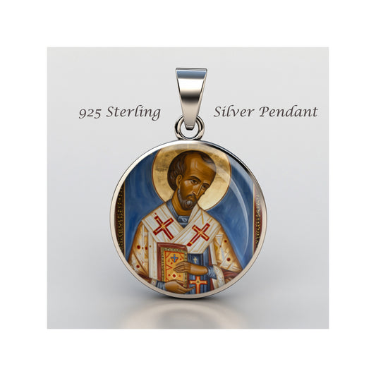 Saint John Chrysostom Catholic sterling silver 925 Christian Medal Patron image 0