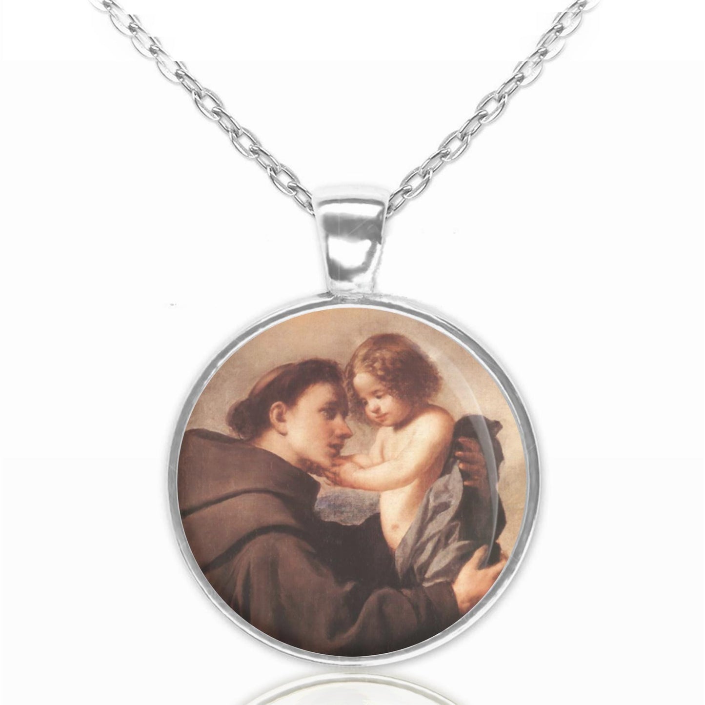 Saint Anthony and Child Jesus Catholic Necklace - Religious Christian