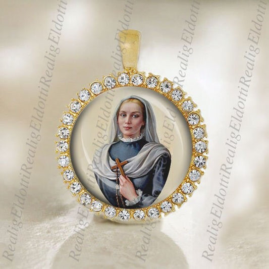 Catholic Medal St. Virginia Bracelli Gold Tone Pendant NEW