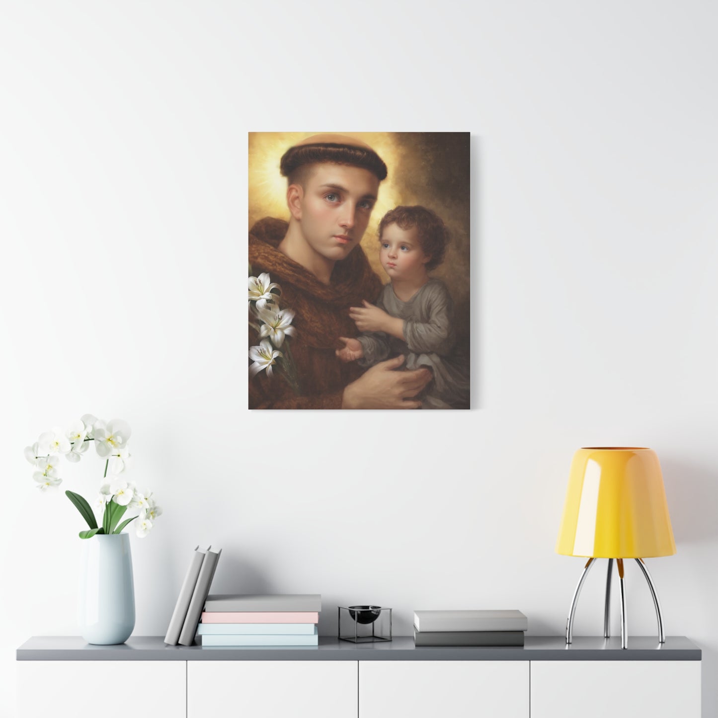 St Anthony with Jesus Canvas Print, Catholic Decor Wall, Gift Religious Christian