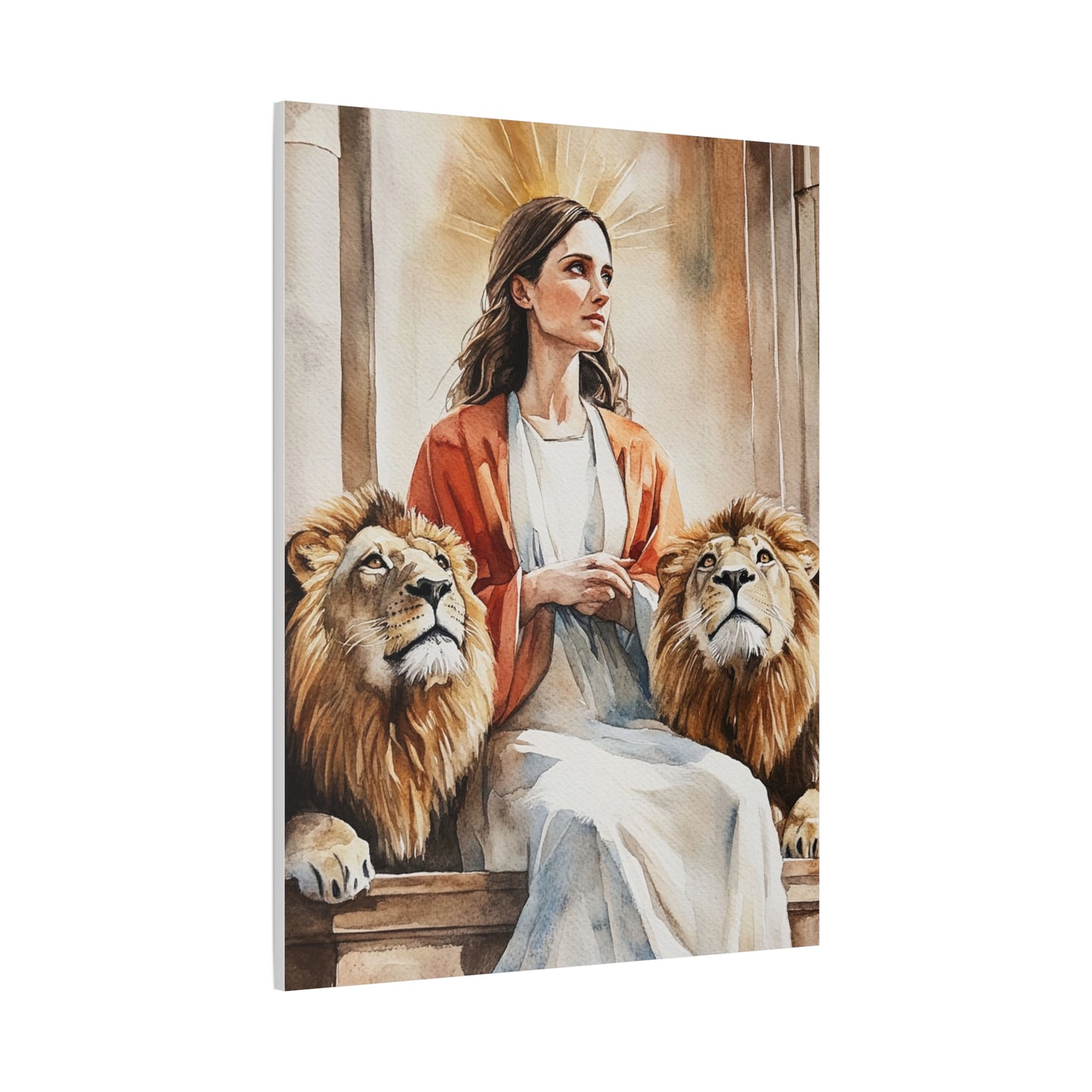 Ready To Hang - St. Prisca with Lions Catholic Canvas Wall Art, Christian Decor