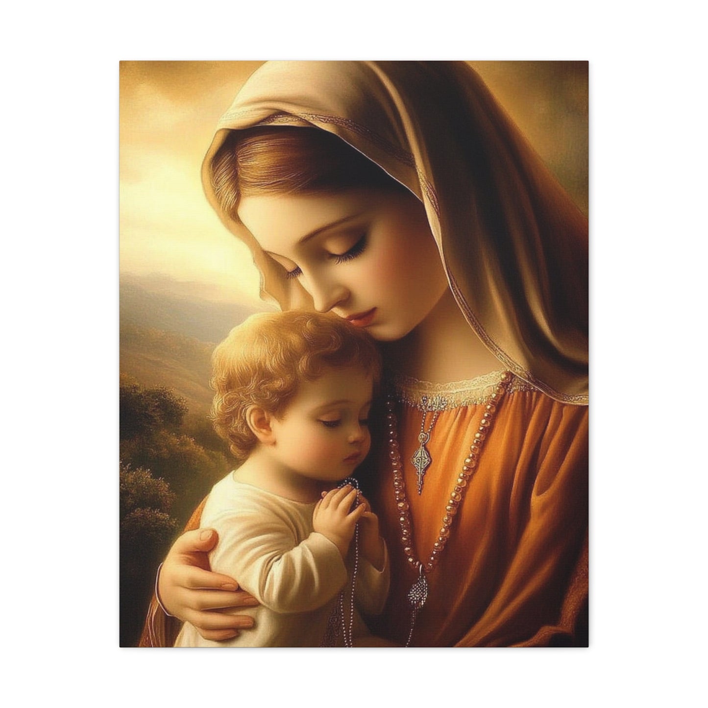 Mother Mary and Baby Jesus Catholic Canvas Wall Art, Christian Decor