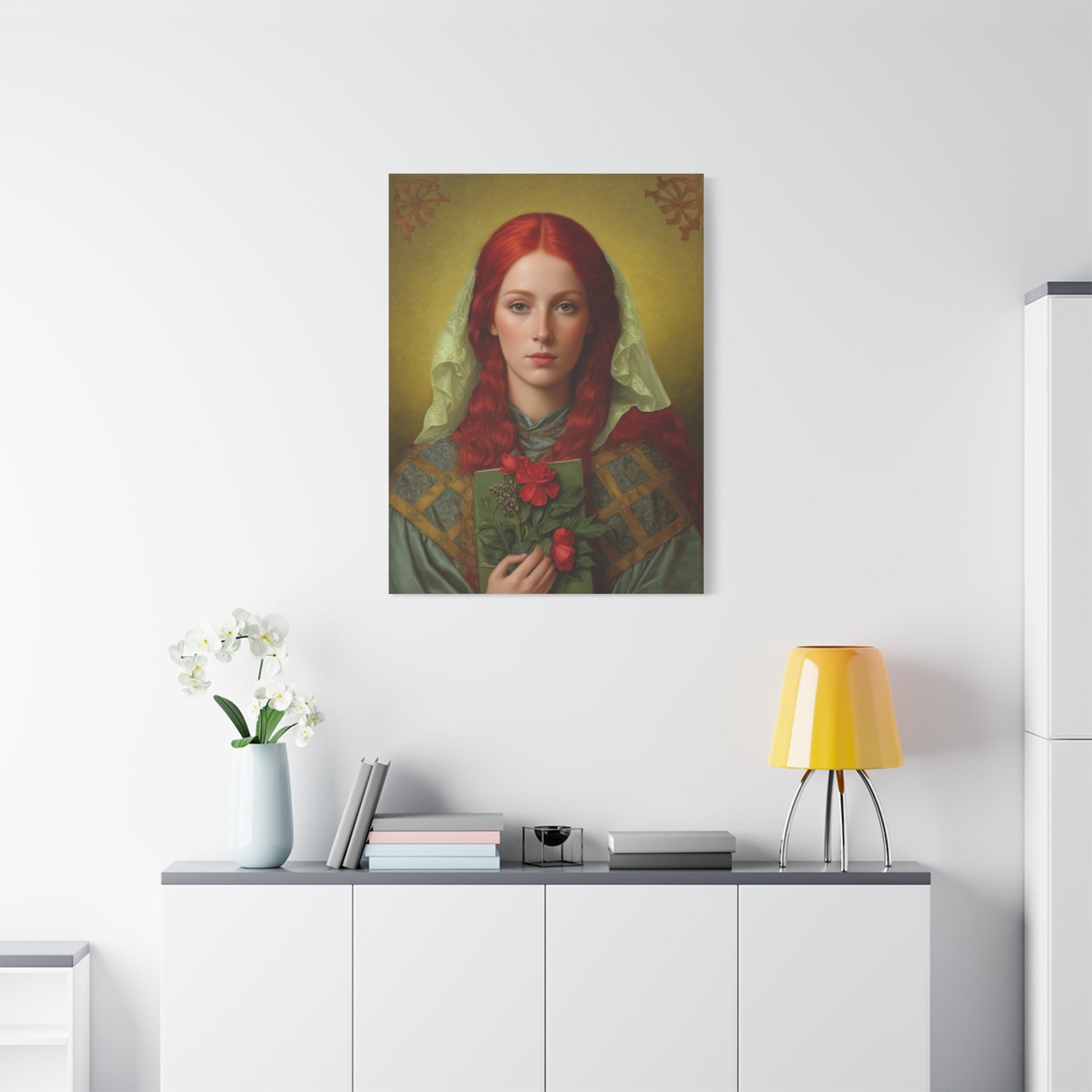 St. Dymphna Catholic Canvas Wall Art, Christian Decor