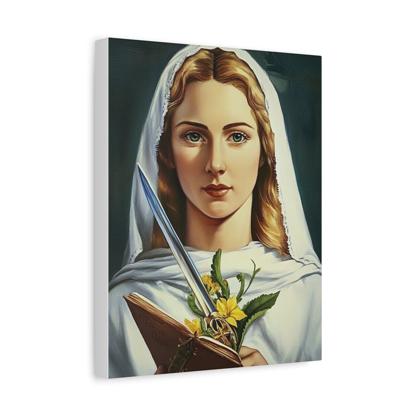 St. Dymphna Catholic Canvas Wall Art, Christian Decor