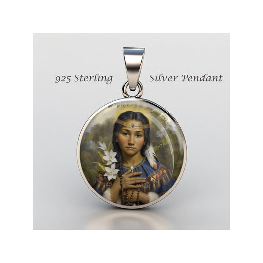 Saint Kateri Tekakwitha Religious Christian sterling silver 925 Christian Medal Patron