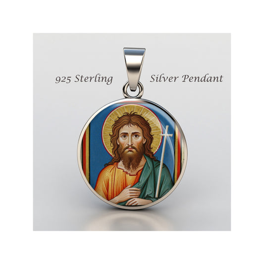 Saint John The Baptist Catholic sterling silver 925 Christian Medal Patron image 0