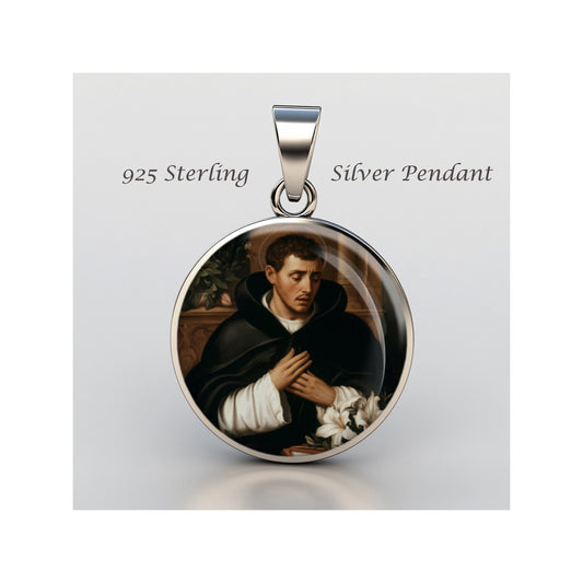 Saint Louis Bertrand Catholic sterling silver 925 Christian Medal Patron Pendant image 0