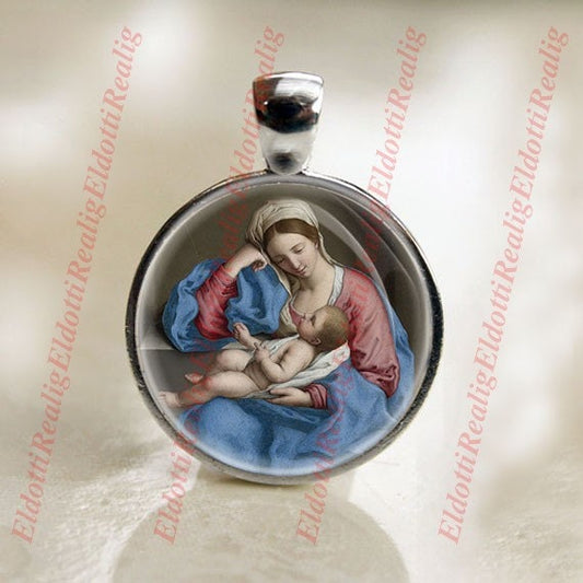The Madonna with the Infant Christ Child - Christian Catholic Art Medal Pendant