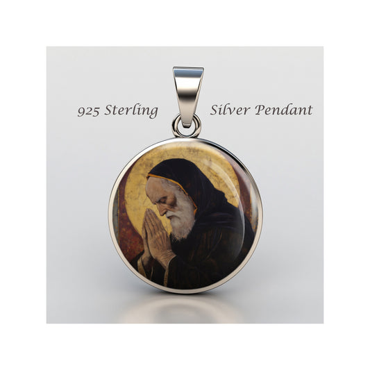 Saint Charbel Praying Catholic sterling silver 925 Christian Medal Patron image 0